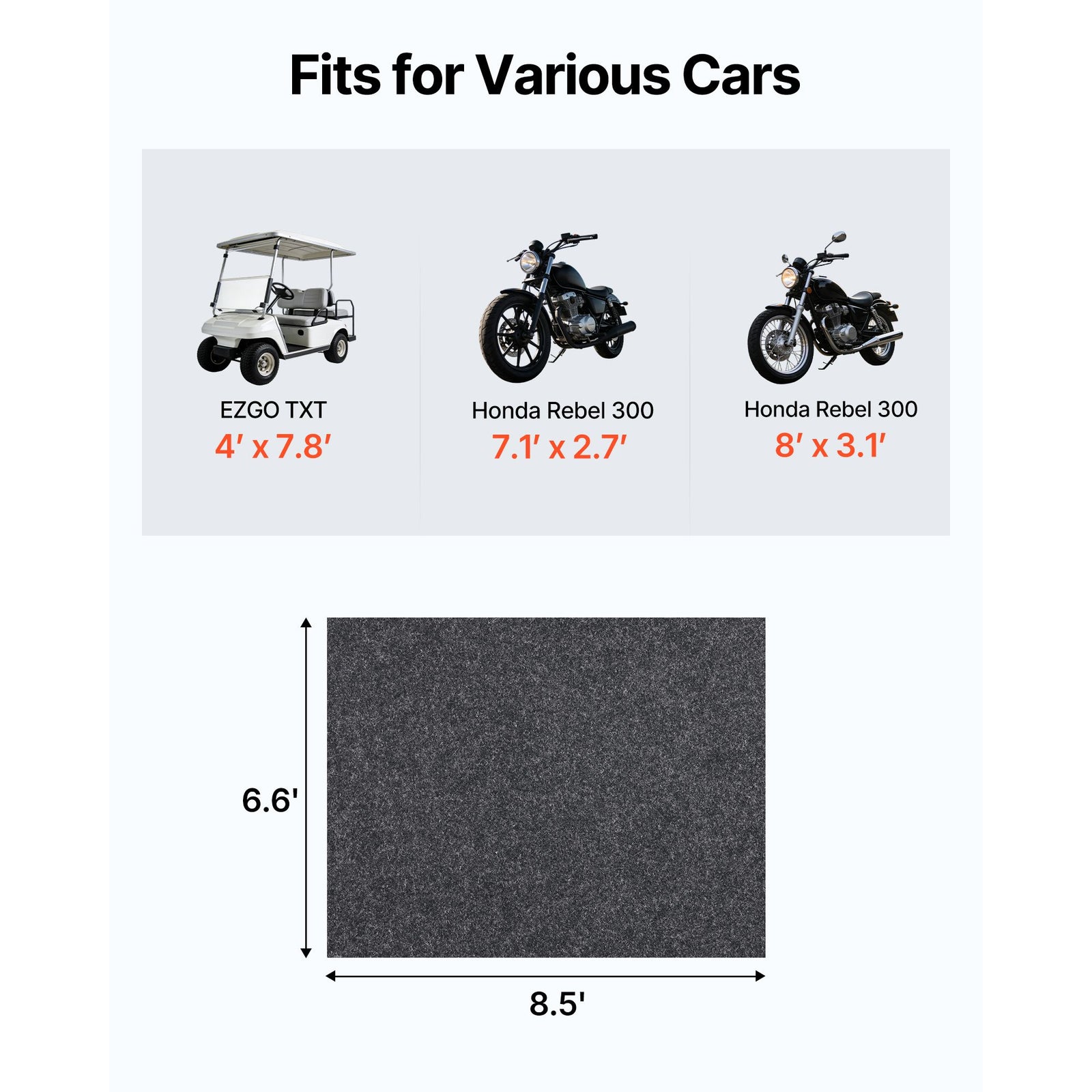 Waterproof Garage Floor Mat for Under Car, Non-slip 2 x 2.6 M Compact Size Heavy Duty Containment Mat, Protects Garage Floor from Water, Mud and Oil, For Garages,Greenhouses,Entrance