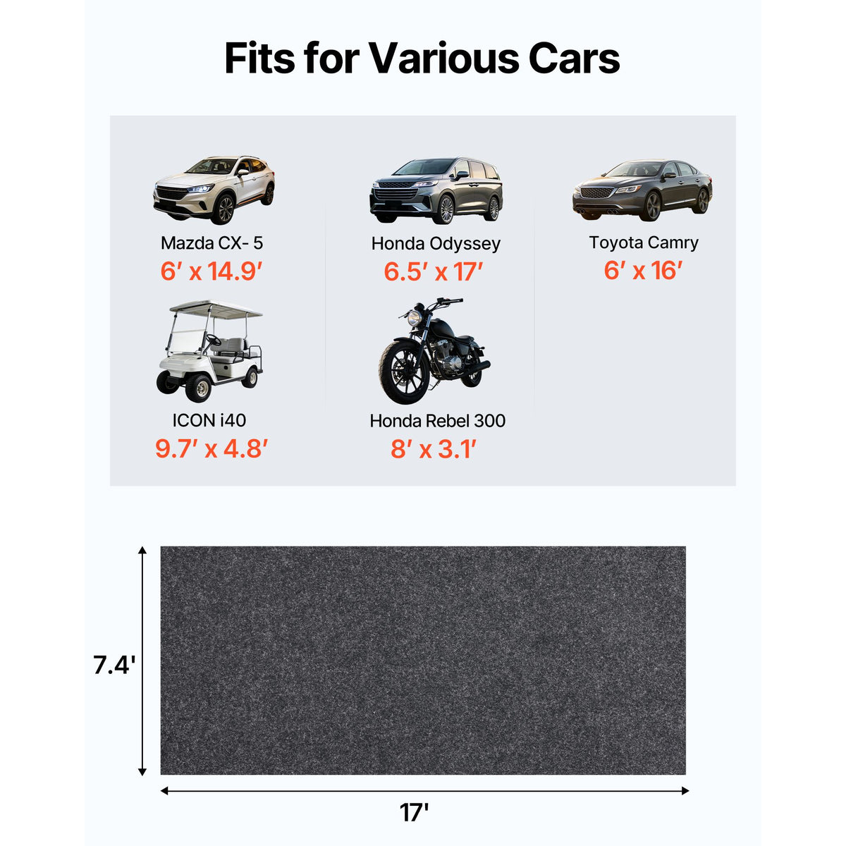 2.25x5.2M Garage Floor Mat Waterproof Car Parking Oil Resistant Roll