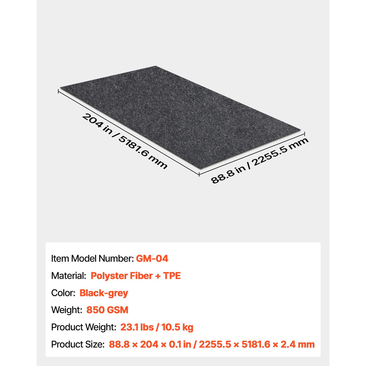 2.25x5.2M Garage Floor Mat Waterproof Car Parking Oil Resistant Roll