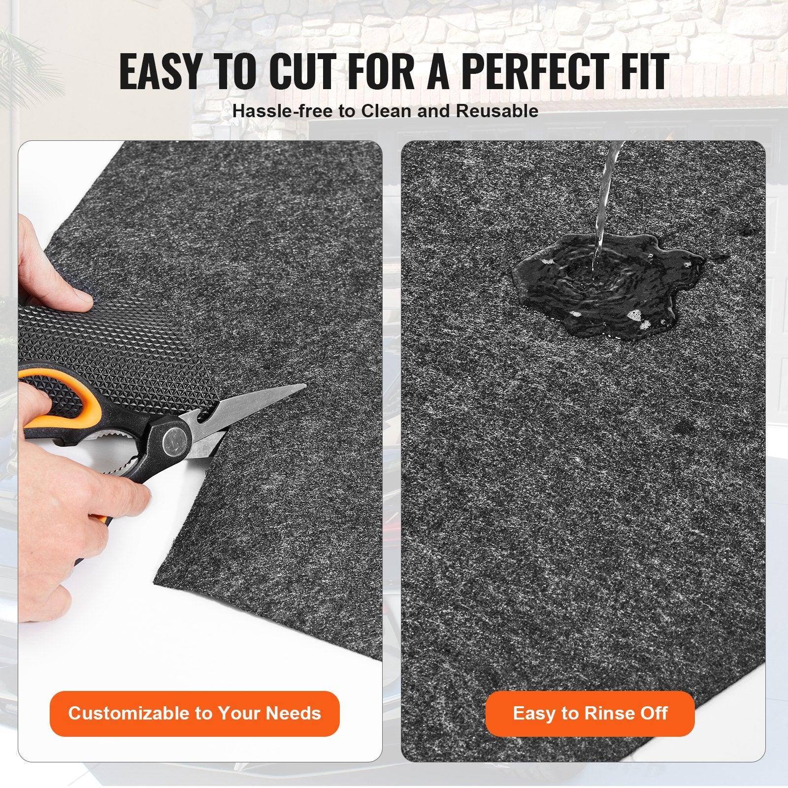 Garage Floor Mat, 2.25 x 5.2 M Waterproof Protection from Water,Snow, Rain,Mud and Oil for Cars, Non-slip Heavy Duty Containment Mat with TPE Anti-Leak Backing & Easy to Clean & Cuttable