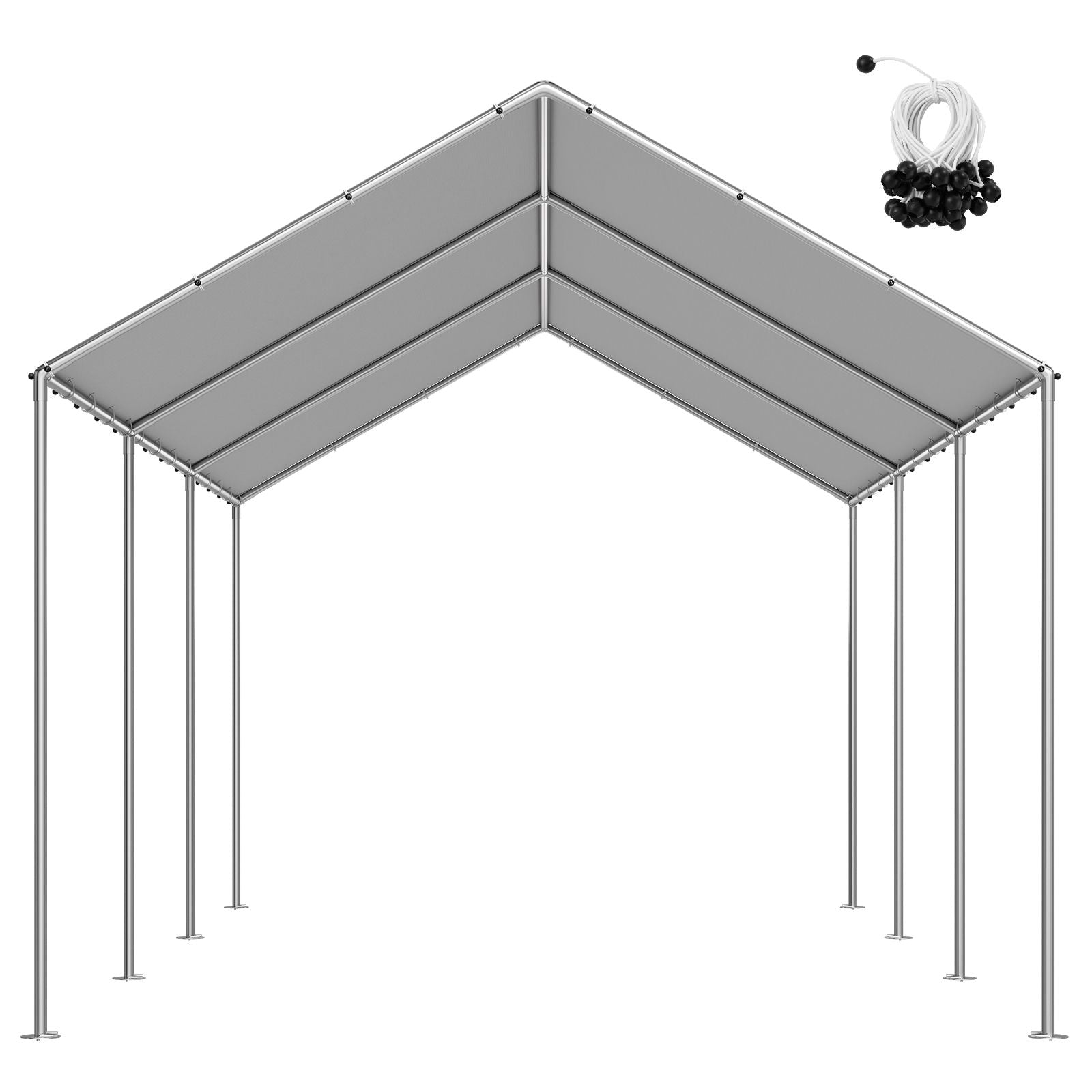 6x3m Carport Replacement Canopy Cover UV Waterproof Garage Tarp Grey