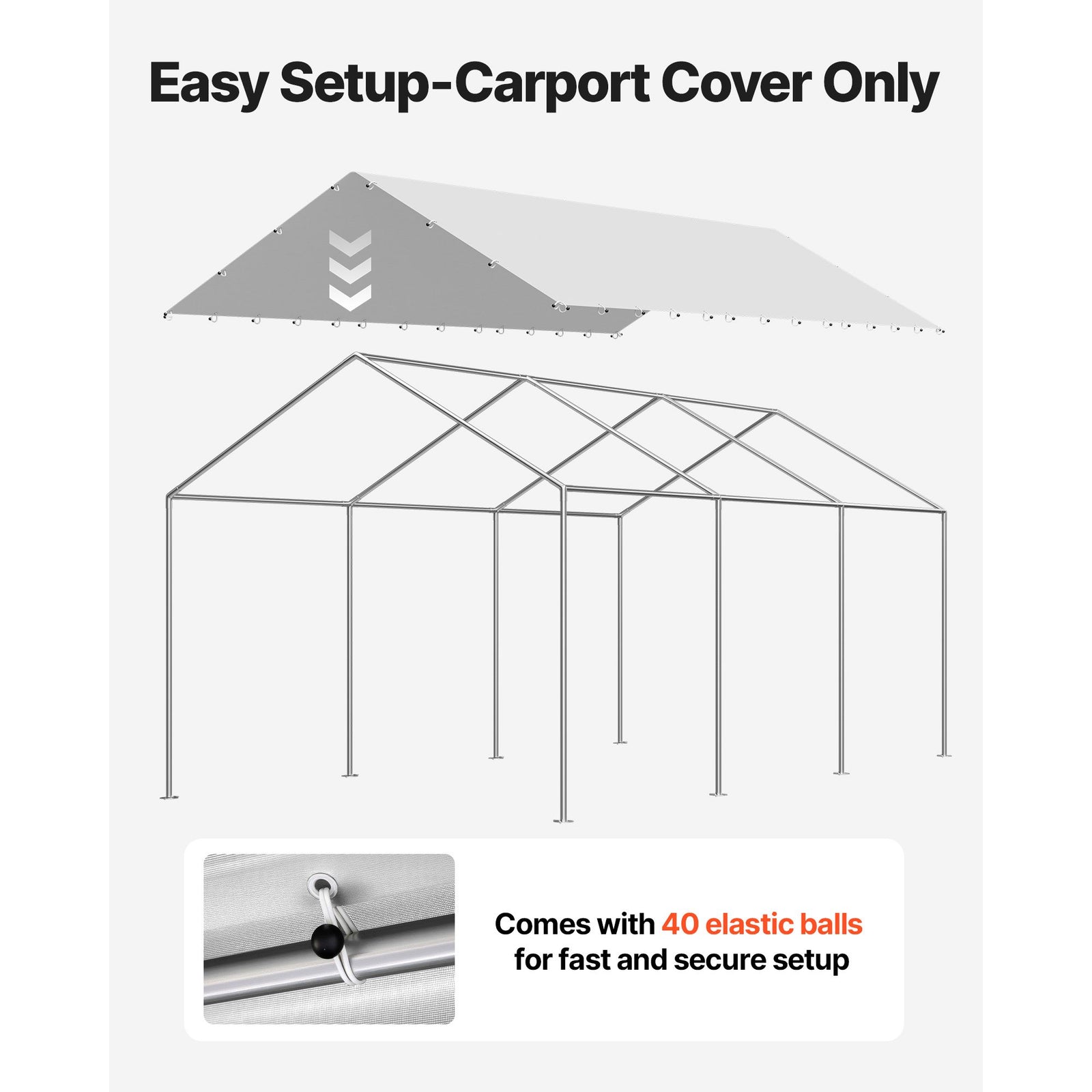 6x3m Carport Replacement Canopy Cover UV Waterproof Garage Tarp Grey