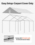 Carport Replacement Canopy, 6 x 3 m Potable Garage Tent Top Tarp, UV-Resistant & Waterproof Car Shelter Tarp, Heavy Duty Car Port Cover with Ball Buggees, Grey, Frame Not Included