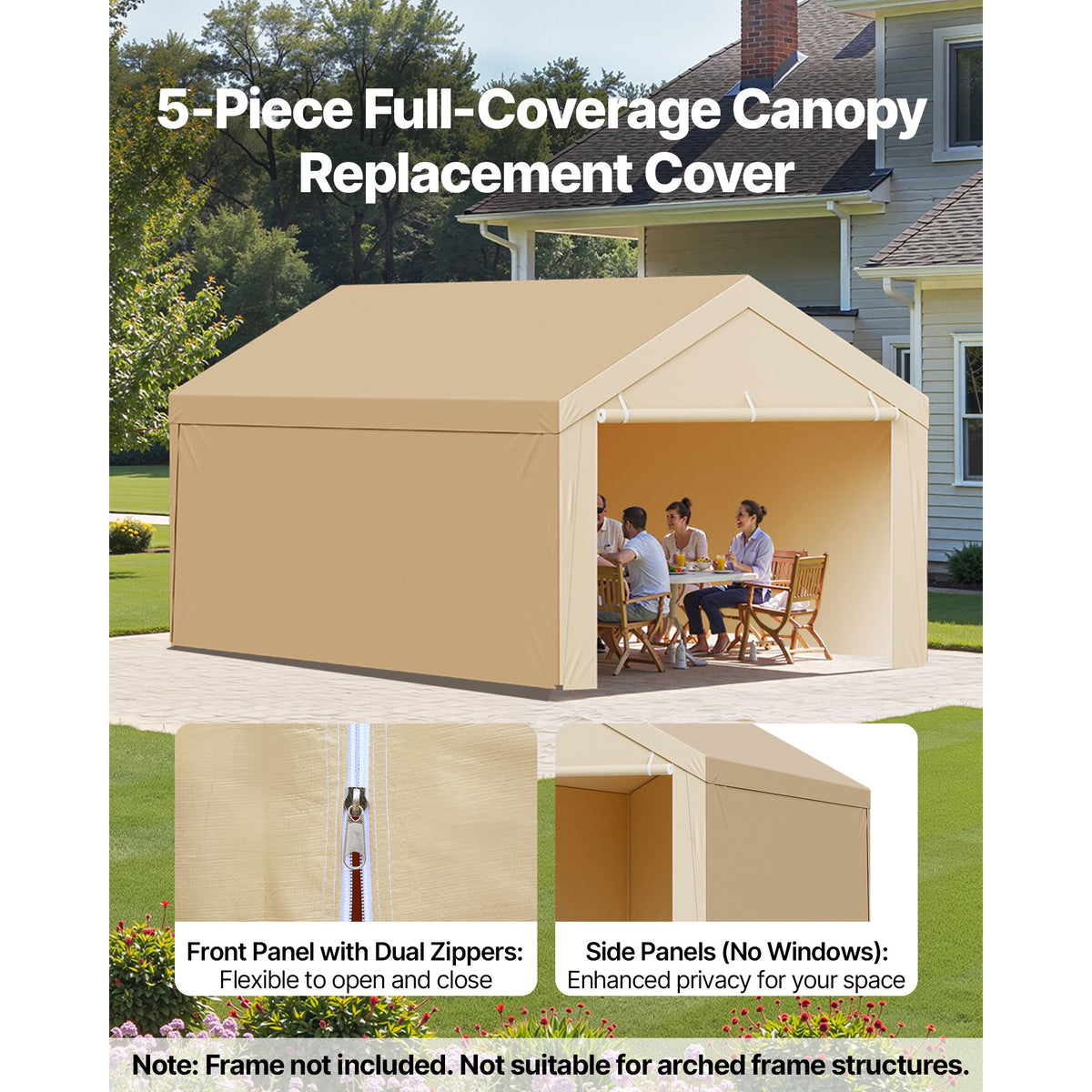 6x3m Carport Replacement Canopy Cover Waterproof UV Resistant Garage Tarp