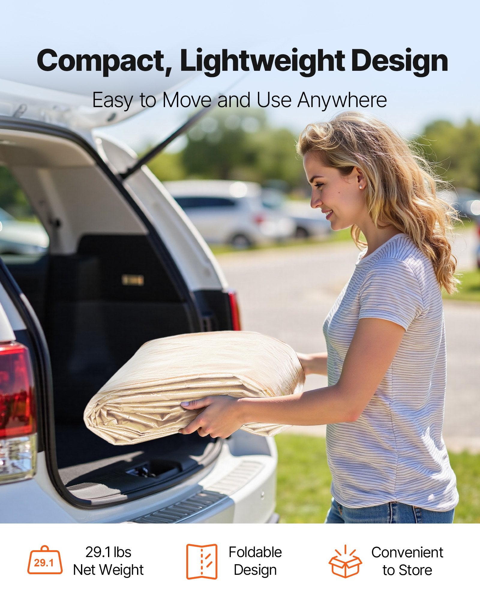 Carport Replacement Canopy, 6 x 3 m Potable Garage Tent Top Tarp with Sidewalls, UV-Resistant & Waterproof, Heavy Duty Car Shelter Tarp with Ball Buggees, Beige, Frame Not Included