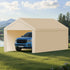 Carport Replacement Canopy, 6 x 3 m Potable Garage Tent Top Tarp with Sidewalls, UV-Resistant & Waterproof, Heavy Duty Car Shelter Tarp with Ball Buggees, Beige, Frame Not Included