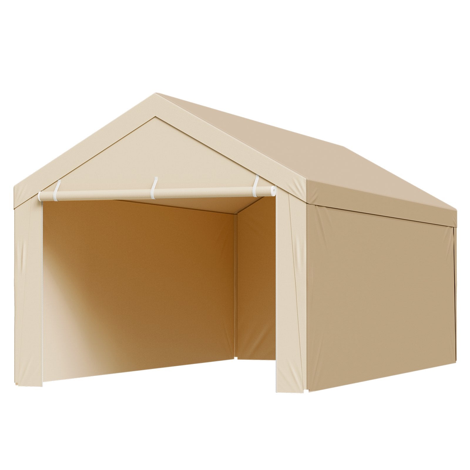 Carport Replacement Canopy, 6 x 3 m Potable Garage Tent Top Tarp with Sidewalls, UV-Resistant & Waterproof, Heavy Duty Car Shelter Tarp with Ball Buggees, Beige, Frame Not Included