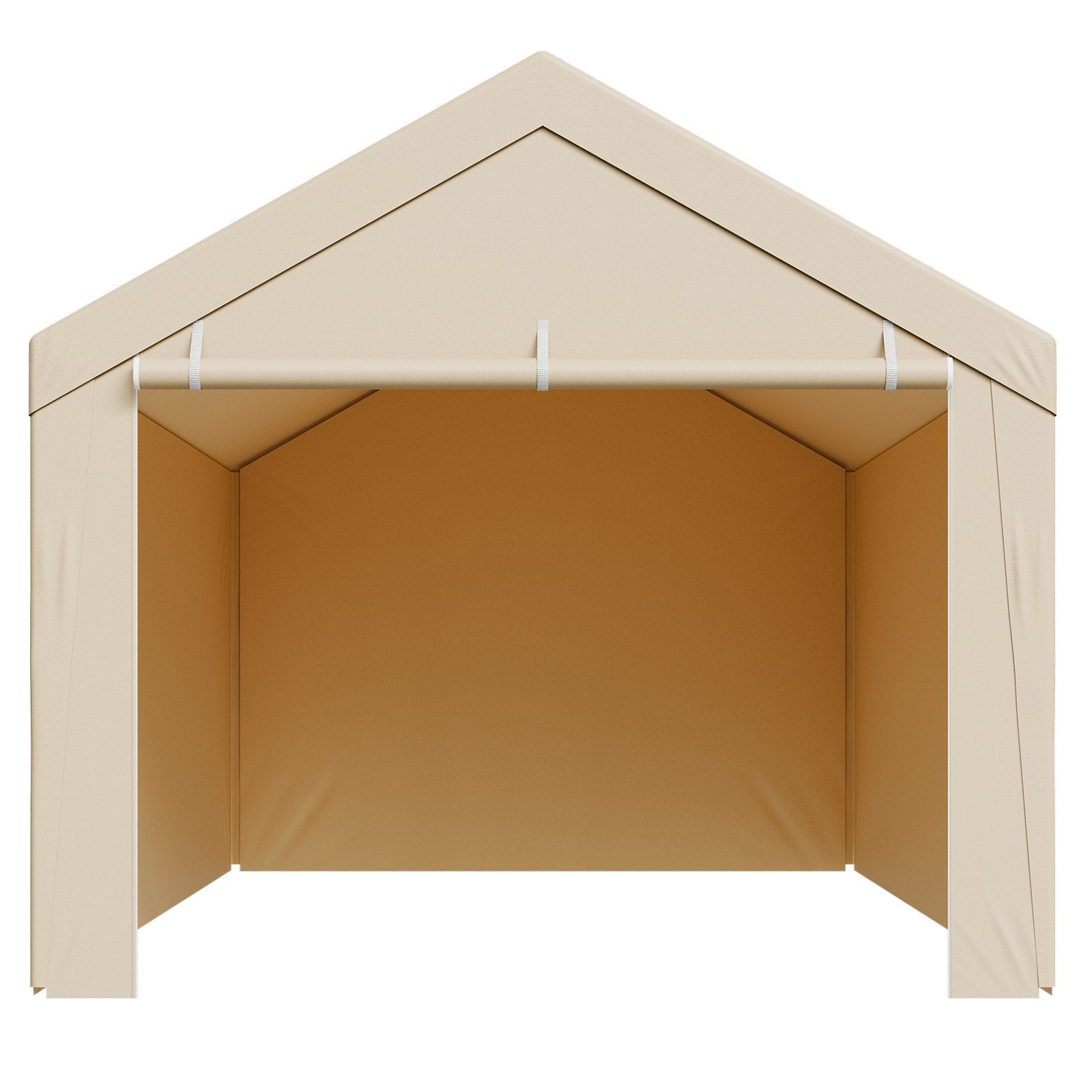 Carport Replacement Canopy, 6 x 3 m Potable Garage Tent Top Tarp with Sidewalls, UV-Resistant & Waterproof, Heavy Duty Car Shelter Tarp with Ball Buggees, Beige, Frame Not Included