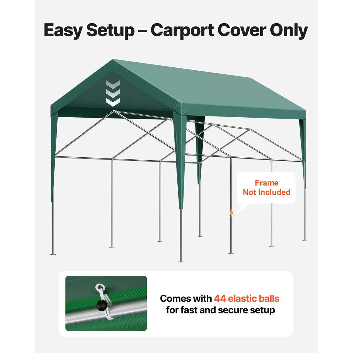 6x3m Dark Green Carport Replacement Canopy Cover UV Waterproof Garage Tarp