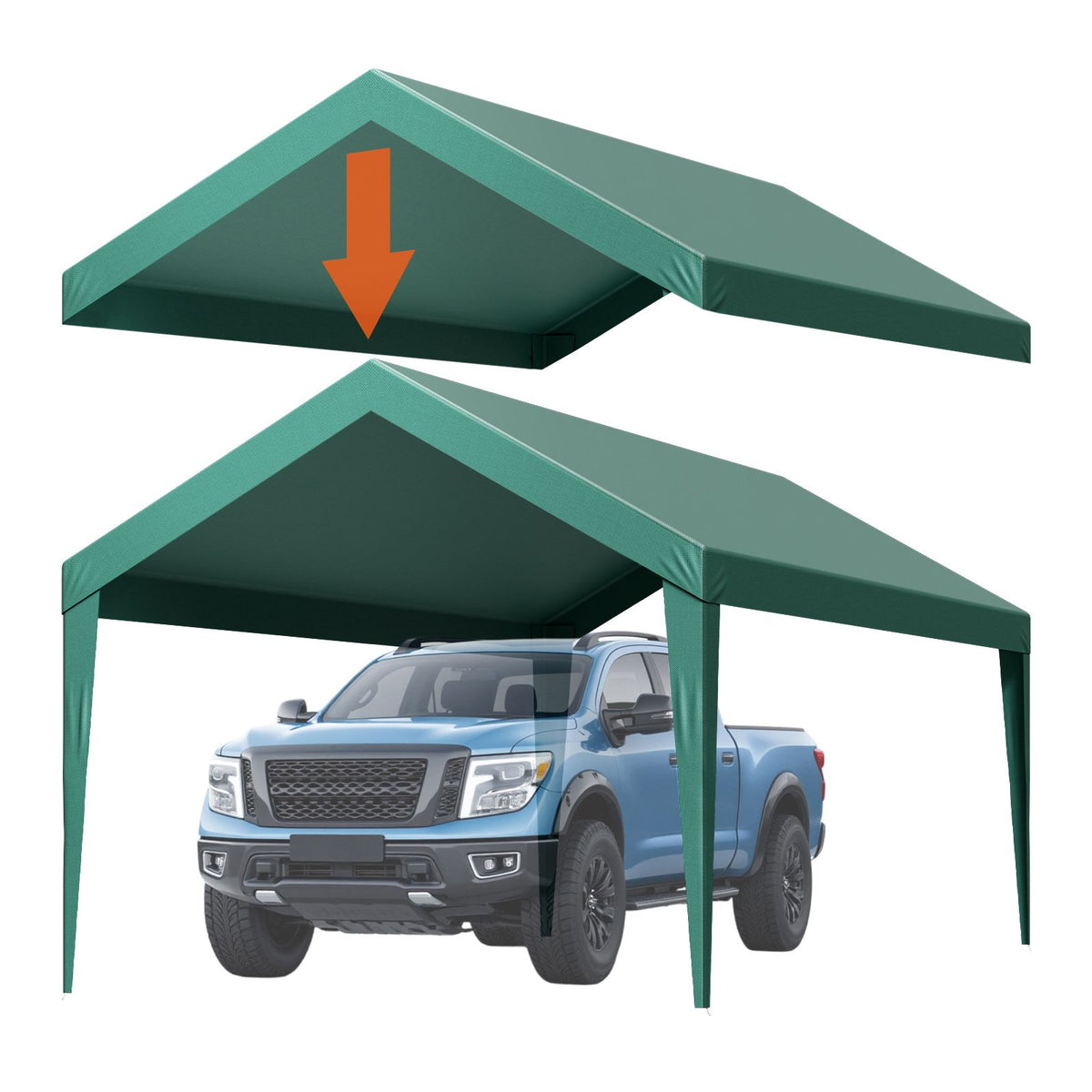 6x3m Dark Green Carport Replacement Canopy Cover UV Waterproof Garage Tarp