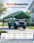 Carport Replacement Canopy, 6 x 3 m Potable Garage Tent Top Tarp, UV-Resistant & Waterproof Car Shelter Tarp, Heavy Duty Car Port Cover with Ball Buggees, Dark Green, Frame Not Included