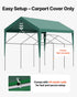 Carport Replacement Canopy, 6 x 3 m Potable Garage Tent Top Tarp, UV-Resistant & Waterproof Car Shelter Tarp, Heavy Duty Car Port Cover with Ball Buggees, Dark Green, Frame Not Included