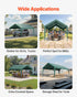 Carport Replacement Canopy, 6 x 3 m Potable Garage Tent Top Tarp, UV-Resistant & Waterproof Car Shelter Tarp, Heavy Duty Car Port Cover with Ball Buggees, Dark Green, Frame Not Included