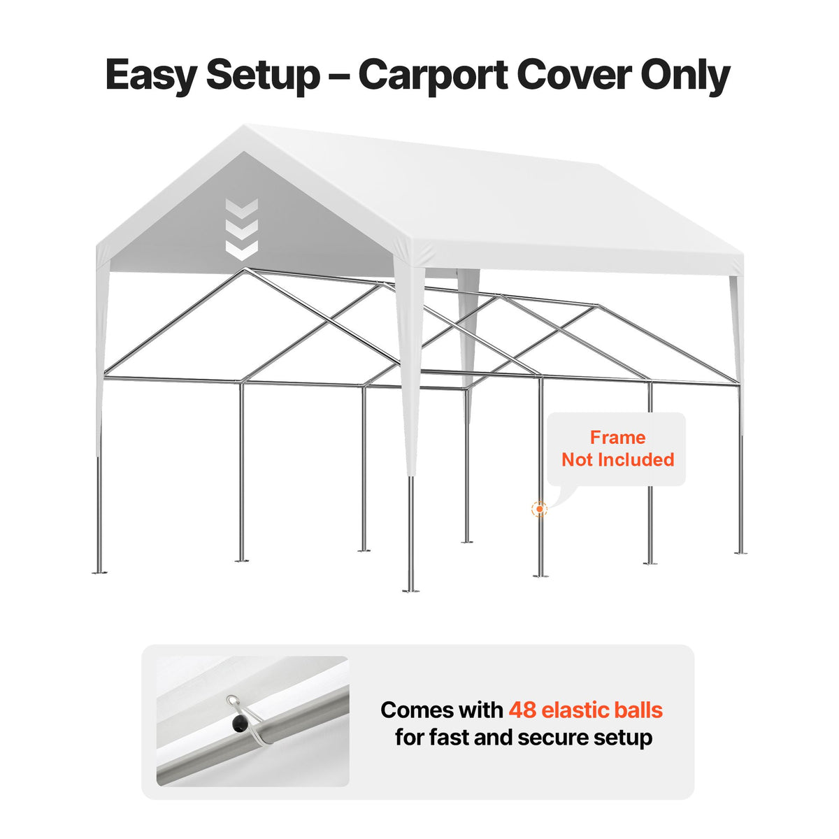 6x3.6m White Carport Replacement Canopy Cover UV Waterproof Garage Tarp