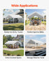 Carport Replacement Canopy, 6 x 3.6 m Potable Garage Tent Top Tarp, UV-Resistant & Waterproof Car Shelter Tarp, Heavy Duty Car Port Cover with Ball Buggees, White, Frame Not Included