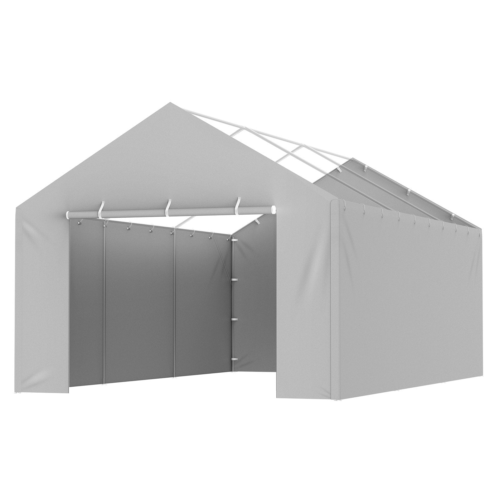 Carport Replacement Canopy Cover Side Wall 6 x 3.6 m, Garage Tent Shelter Tarp Heavy-Duty Waterproof & UV Protected, Easy Installation with Ball Bungees,Grey (Top and Frame Not Included)