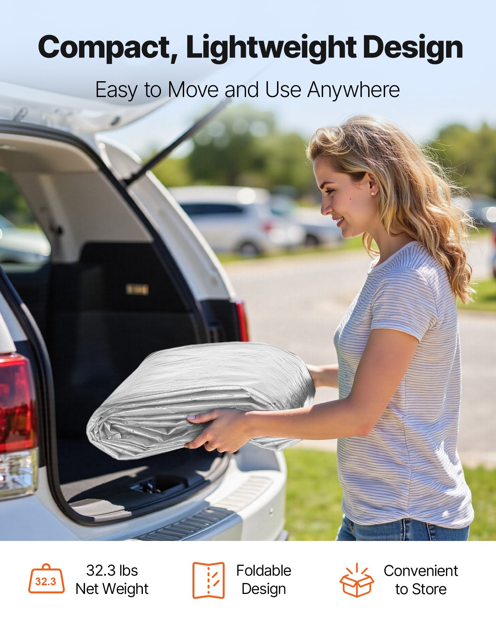 Carport Replacement Canopy, 6x 3.6 m Potable Garage Tent Top Tarp with Sidewalls, UV-Resistant & Waterproof, Heavy Duty Car Shelter Tarp with Ball Buggees, Grey, Frame Not Included