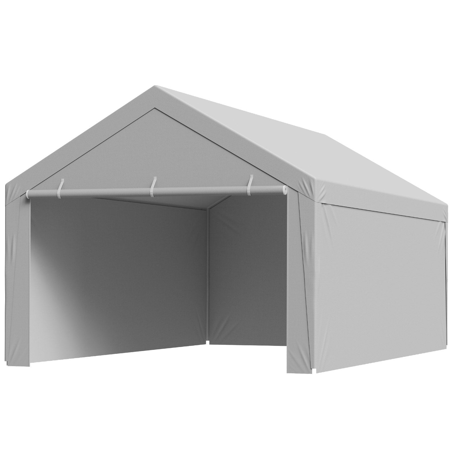 Carport Replacement Canopy, 6x 3.6 m Potable Garage Tent Top Tarp with Sidewalls, UV-Resistant & Waterproof, Heavy Duty Car Shelter Tarp with Ball Buggees, Grey, Frame Not Included