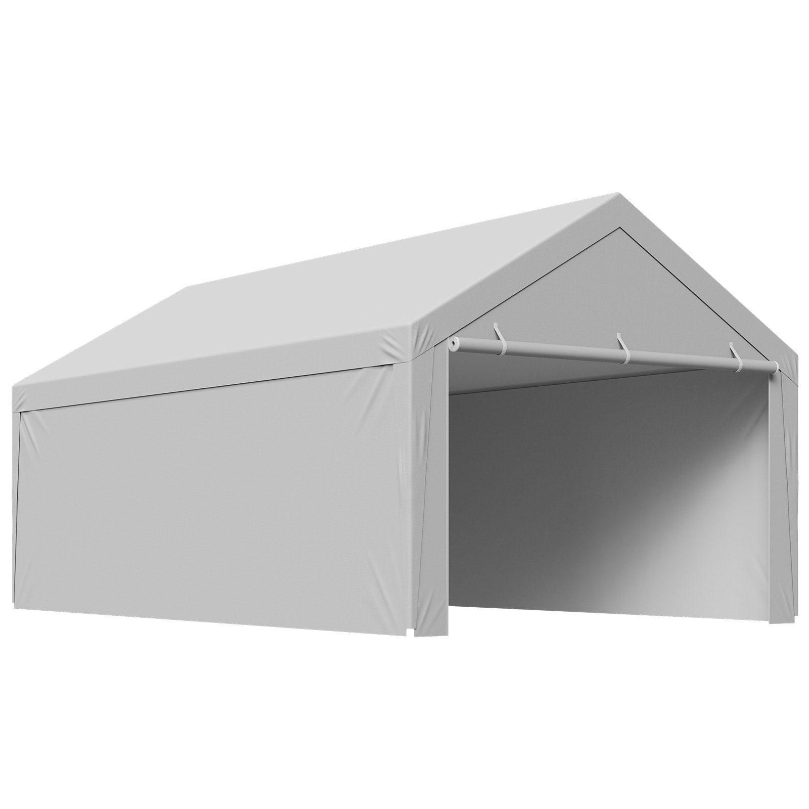 Carport Replacement Canopy, 6x 3.6 m Potable Garage Tent Top Tarp with Sidewalls, UV-Resistant & Waterproof, Heavy Duty Car Shelter Tarp with Ball Buggees, Grey, Frame Not Included