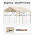 6x3.6m Carport Replacement Canopy Cover UV Waterproof Garage Tarp Beige