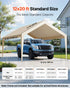 Carport Replacement Canopy, 6 x 3.6 m Potable Garage Tent Top Tarp, UV-Resistant & Waterproof Car Shelter Tarp, Heavy Duty Car Port Cover with Ball Buggees, Beige, Frame Not Included