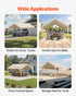 Carport Replacement Canopy, 6 x 3.6 m Potable Garage Tent Top Tarp, UV-Resistant & Waterproof Car Shelter Tarp, Heavy Duty Car Port Cover with Ball Buggees, Beige, Frame Not Included