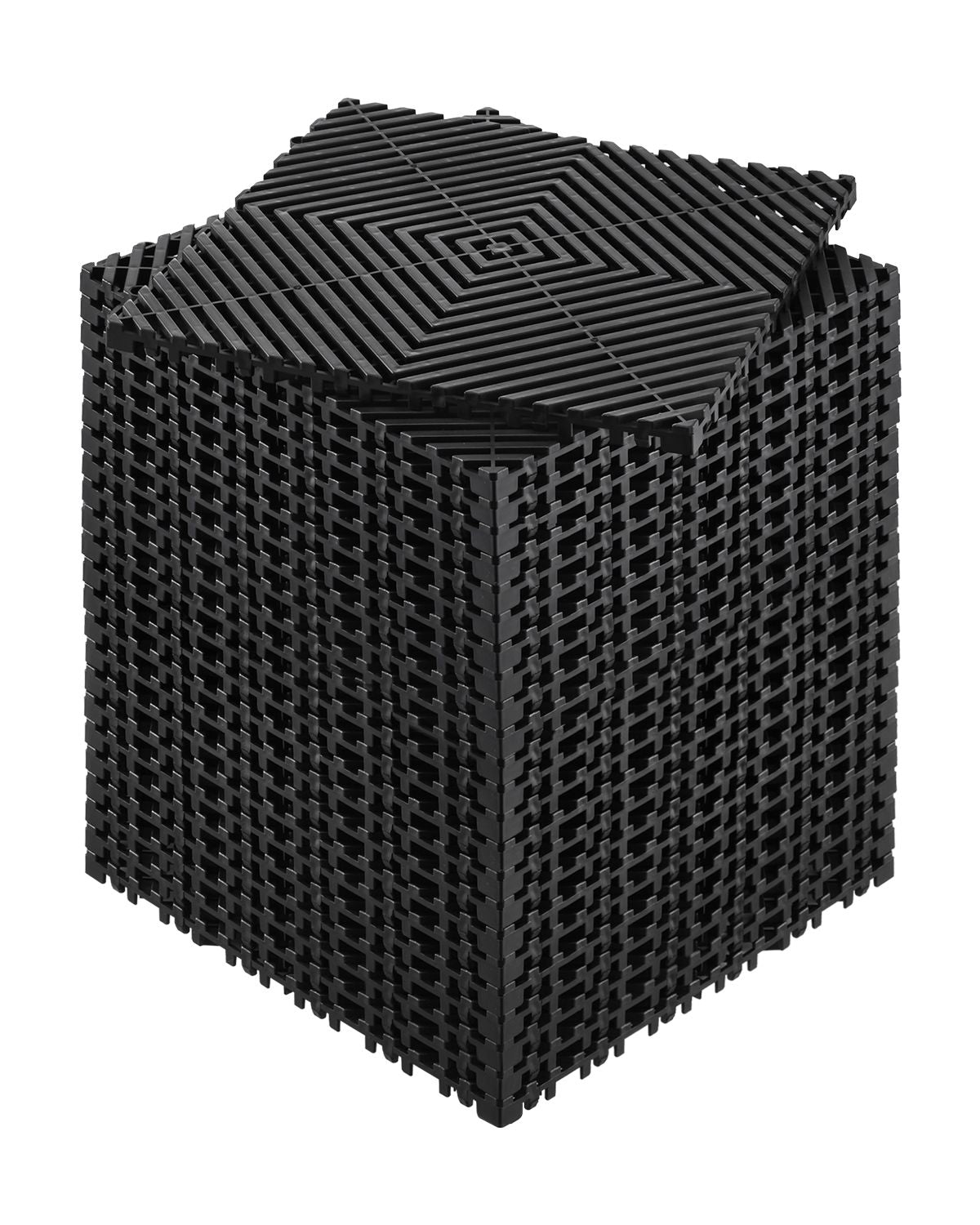 Interlocking Drainage Mat, 31 x 31 cm Modular Interlocking Cushion, 24 Pcs Splicing Drainage Mats, Non-Slip Black PP Drainage Floor Tile and Shower Mat, for Garage, Garden, Kitchen & Outdoor
