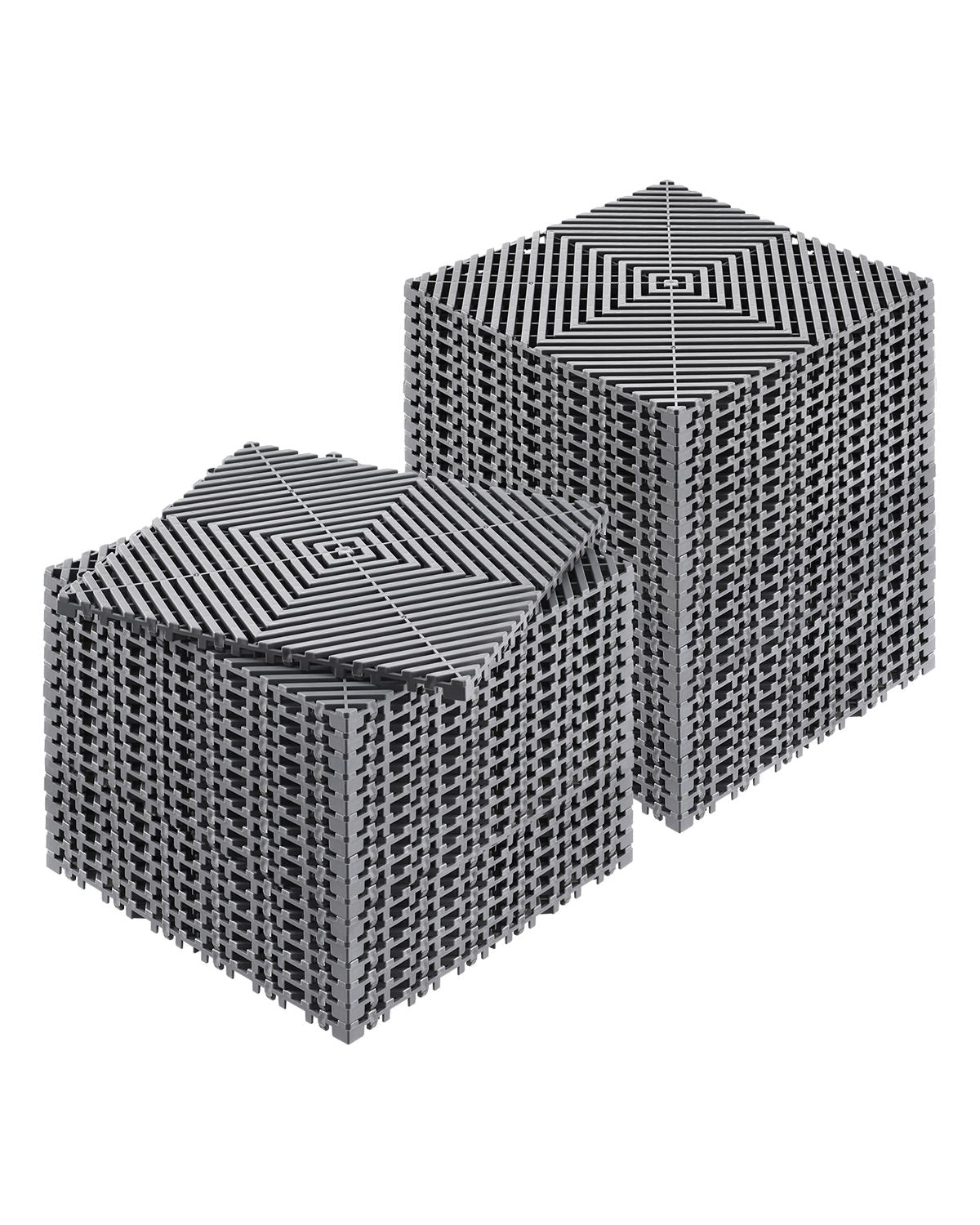 40PCS Interlocking Drainage Mat 31x31cm Non-Slip PP Floor Tiles Gray