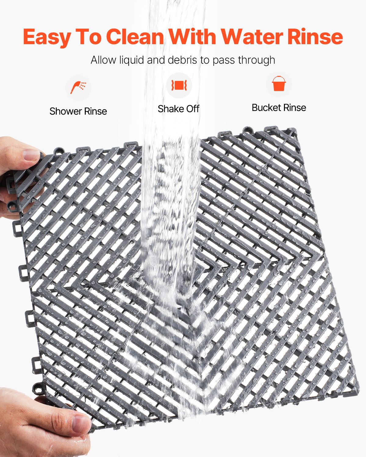 40PCS Interlocking Drainage Mat 31x31cm Non-Slip PP Floor Tiles Gray