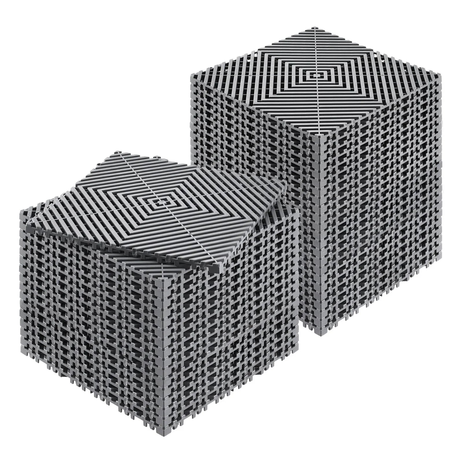 Interlocking Drainage Mat, 31 x 31 cm Modular Interlocking Cushion, 40 Pcs Splicing Drainage Mats, Non-Slip Gray PP Drainage Floor Tile and Shower Mat, for Garage, Garden, Kitchen & Outdoor