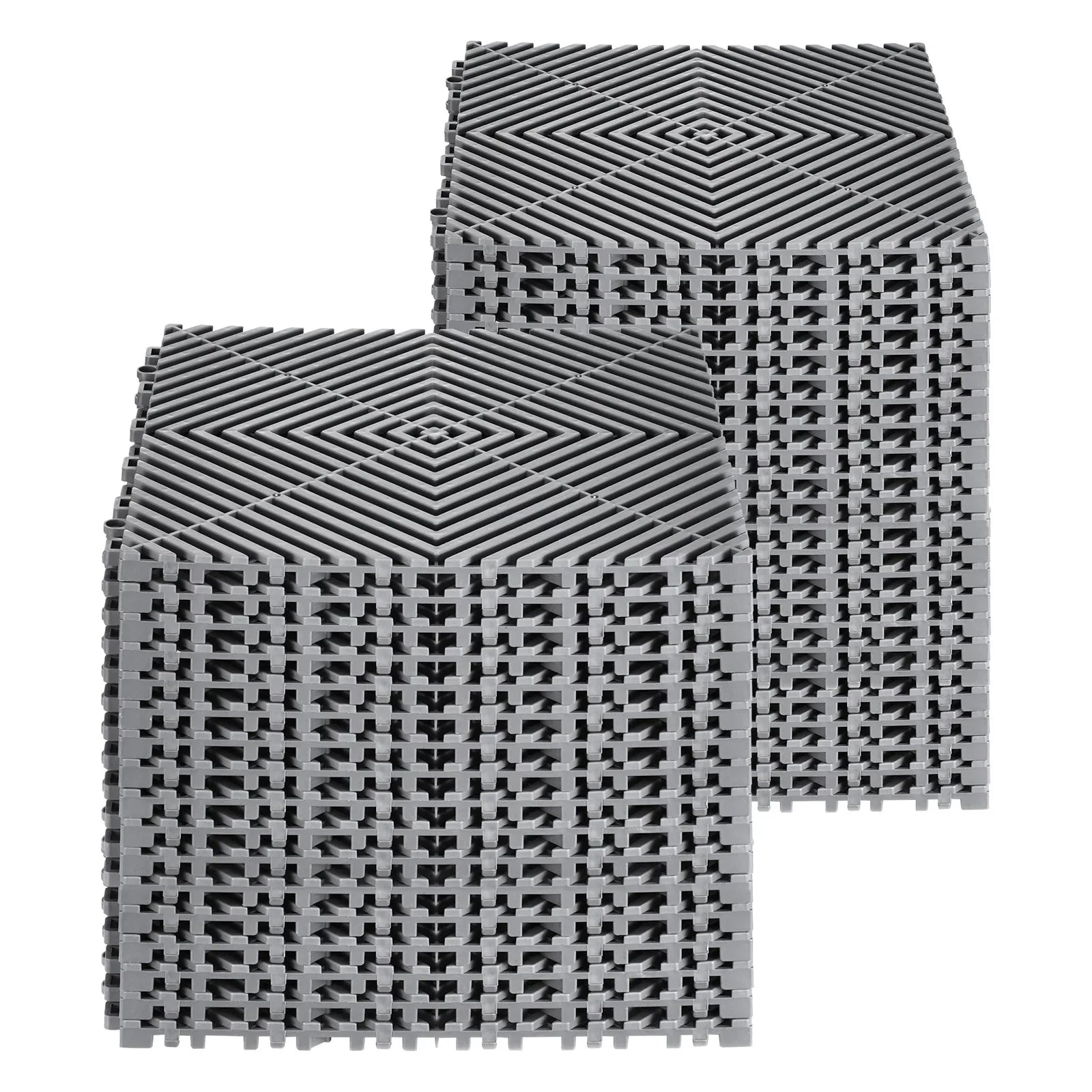 Interlocking Drainage Mat, 31 x 31 cm Modular Interlocking Cushion, 40 Pcs Splicing Drainage Mats, Non-Slip Gray PP Drainage Floor Tile and Shower Mat, for Garage, Garden, Kitchen & Outdoor