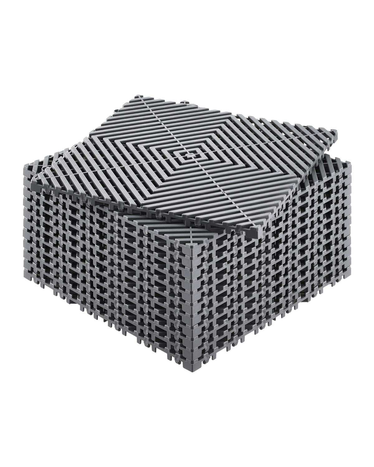 Interlocking Drainage Mat, 31 x 31 cm Modular Interlocking Cushion, 12 Pcs Splicing Drainage Mats, Non-Slip Gray PP Drainage Floor Tile and Shower Mat, for Garage, Garden, Kitchen & Outdoor