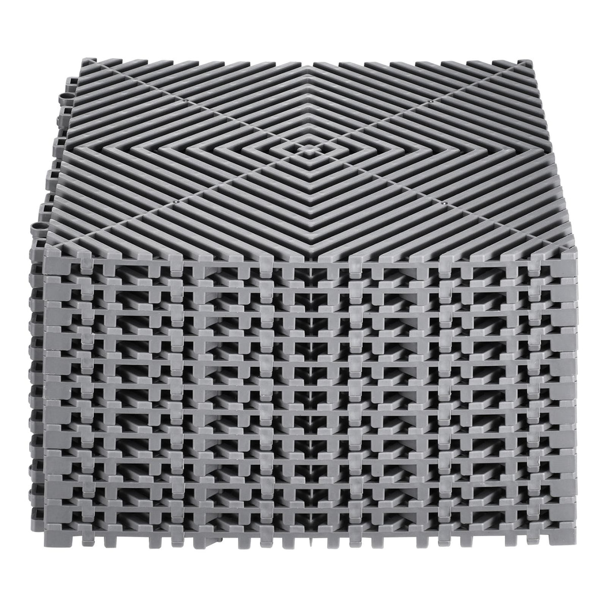 Interlocking Drainage Mat, 31 x 31 cm Modular Interlocking Cushion, 12 Pcs Splicing Drainage Mats, Non-Slip Gray PP Drainage Floor Tile and Shower Mat, for Garage, Garden, Kitchen & Outdoor