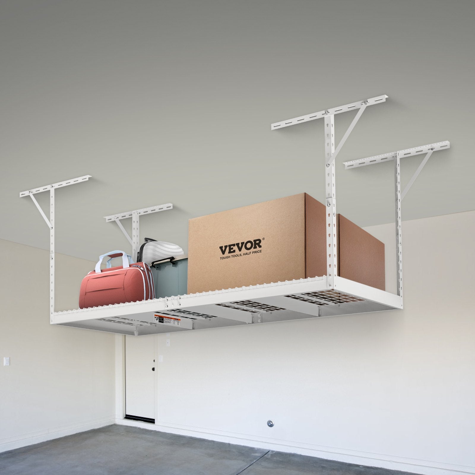 Overhead Garage Storage Rack, 91.44x243.84cm Garage Ceiling Storage Racks, Heavy Duty Adjustable Cold Rolled Steel Racks for Garage Storage, Organization, 272.16kg Load Capacity, 22''-40