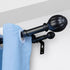 Black Double Curtain Rod 36-72" Adjustable Window Rod with Finials