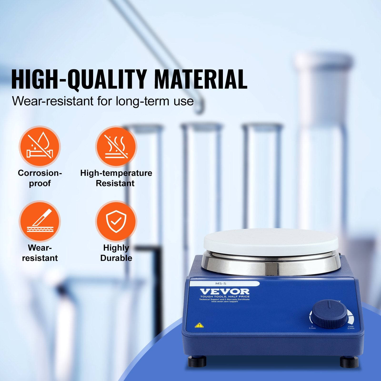 Magnetic Stirrer Stir Plate Kit 0-1500 RPM Adjustable Speed Max 22L