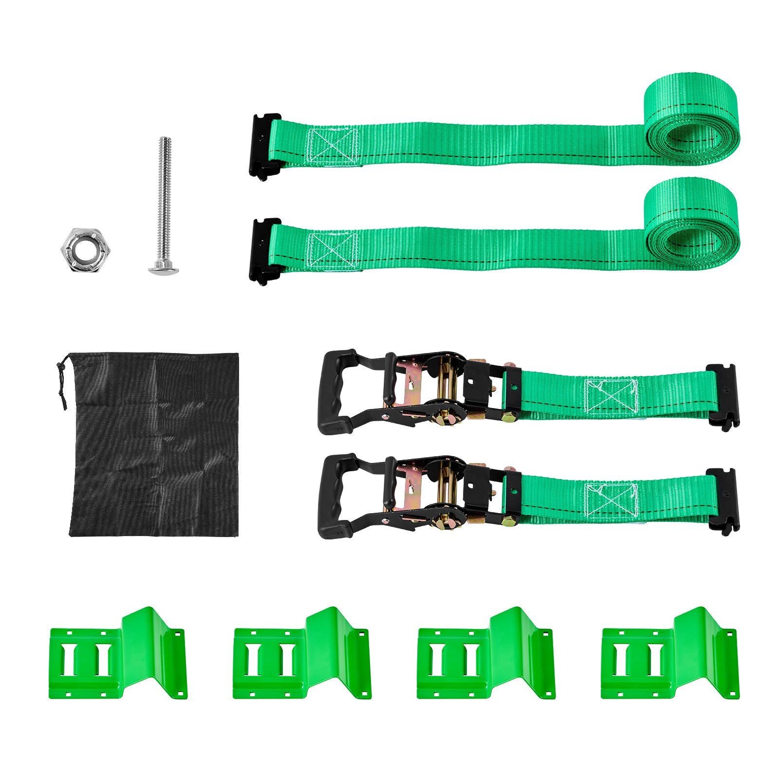 Wheel Chock Tie Down Kit 662kg Load Ratchet Straps for ATV UTV Trailer