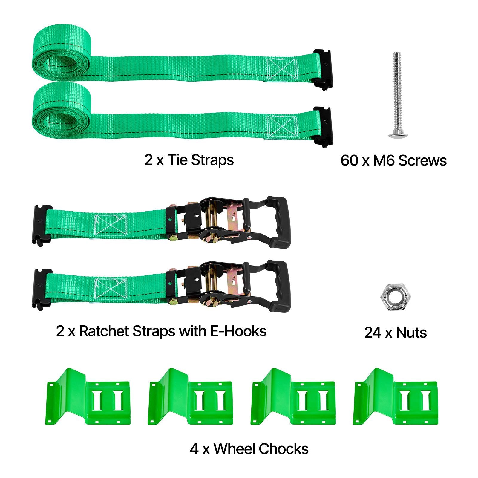 Wheel Chock Tie Down Kit 662kg Load Ratchet Straps for ATV UTV Trailer