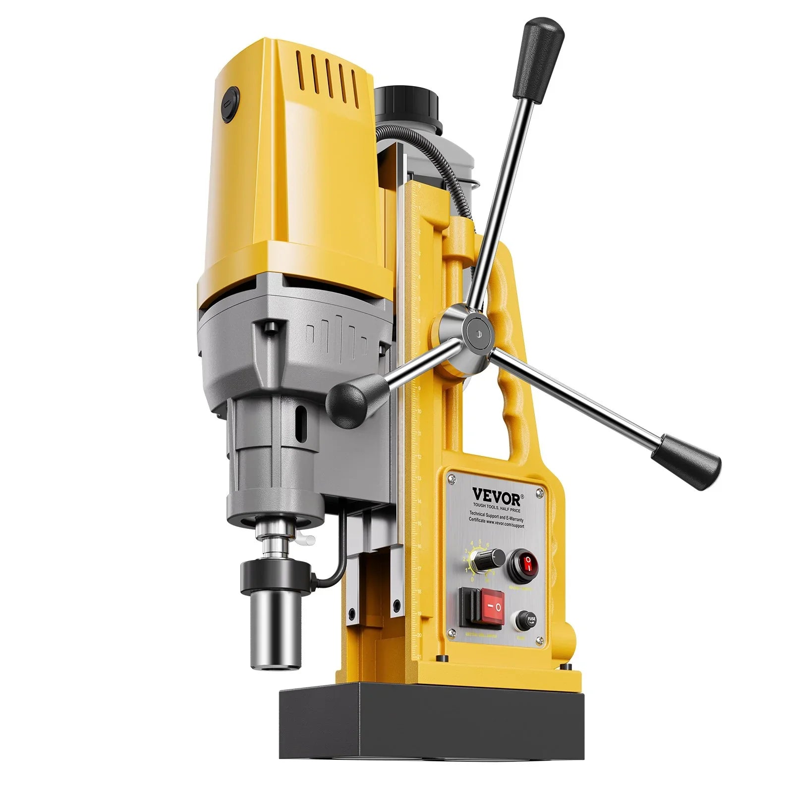 Magnetic Drill, 1400W Motor 2 in Boring Diameter, 2922 lbf Portable Electric Mag Drill Press, 0-750 RPM Variable Speed, Drilling Machine for Metal Surface, Industrial and Home Improvement