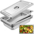 4 Pack Hotel Pan 3.7" Deep Steam Table Pan Full Size with Lid 20.8"L x 13"W Hotel Pan 22 Gauge Stainless Steel Anti Jam Steam Table Pan