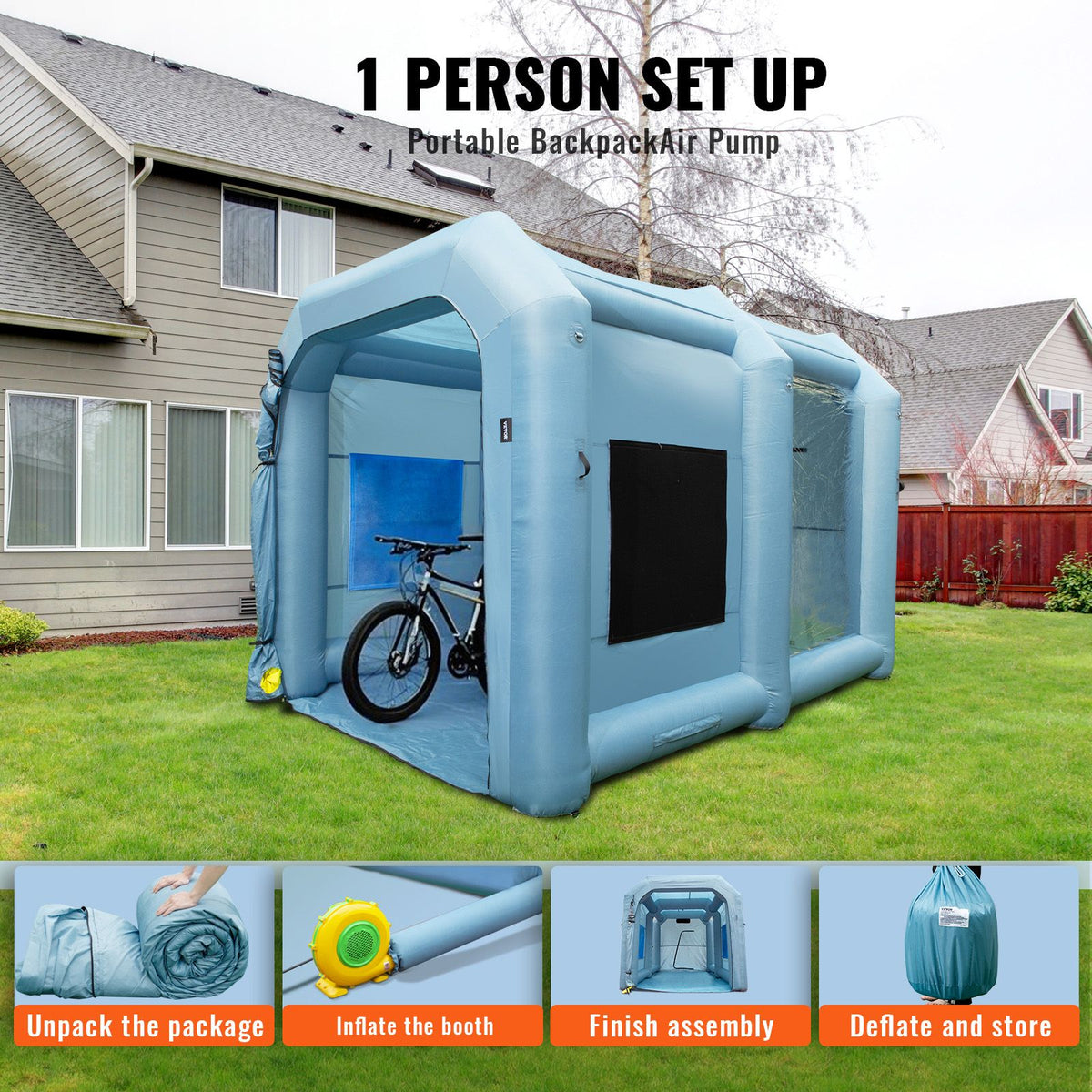 Inflatable Spray Booth Car Paint Tent 13x10x9ft Filter System Blower 950W