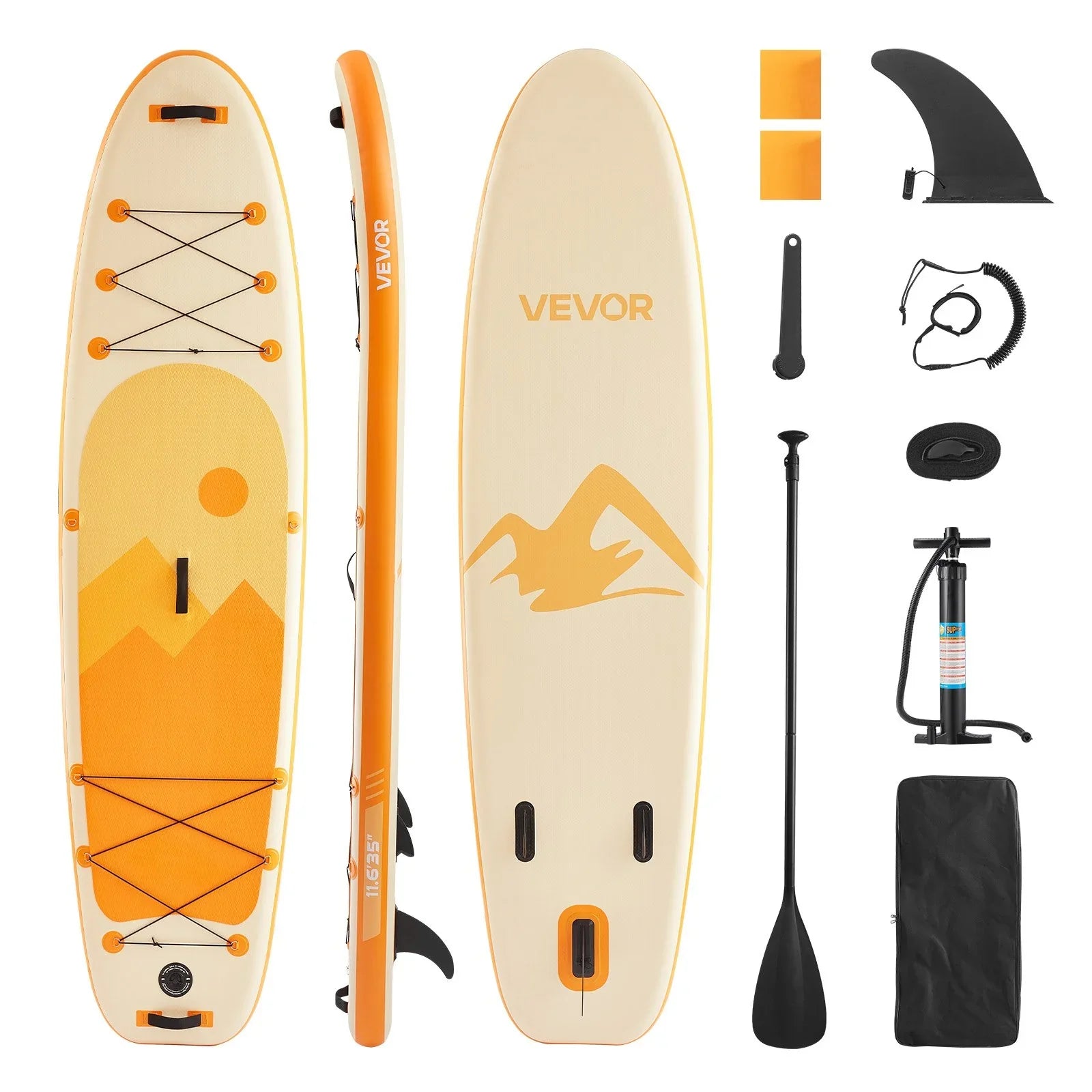 Inflatable Stand Up Paddle Board, 3.53m x 89cm x 15cm Wide Ultra-Light SUP Paddleboard, All Accessories Included, Pump, Paddle, Fin, Backpack, Ankle Leash, Strap, Non-slip Deck for Youth, Adults