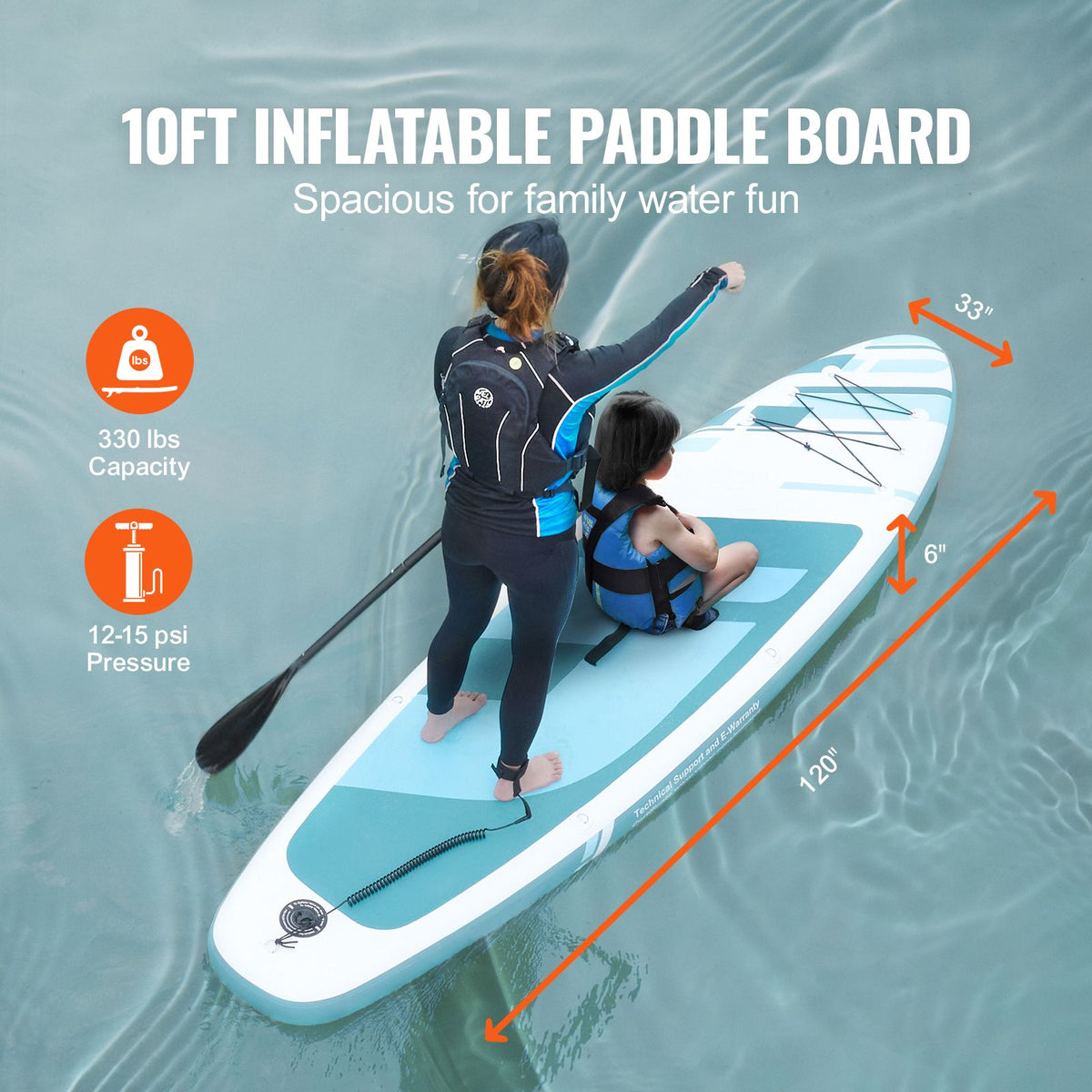 10ft Inflatable Stand Up Paddle Board SUP Kit 330lbs Capacity with Accessories