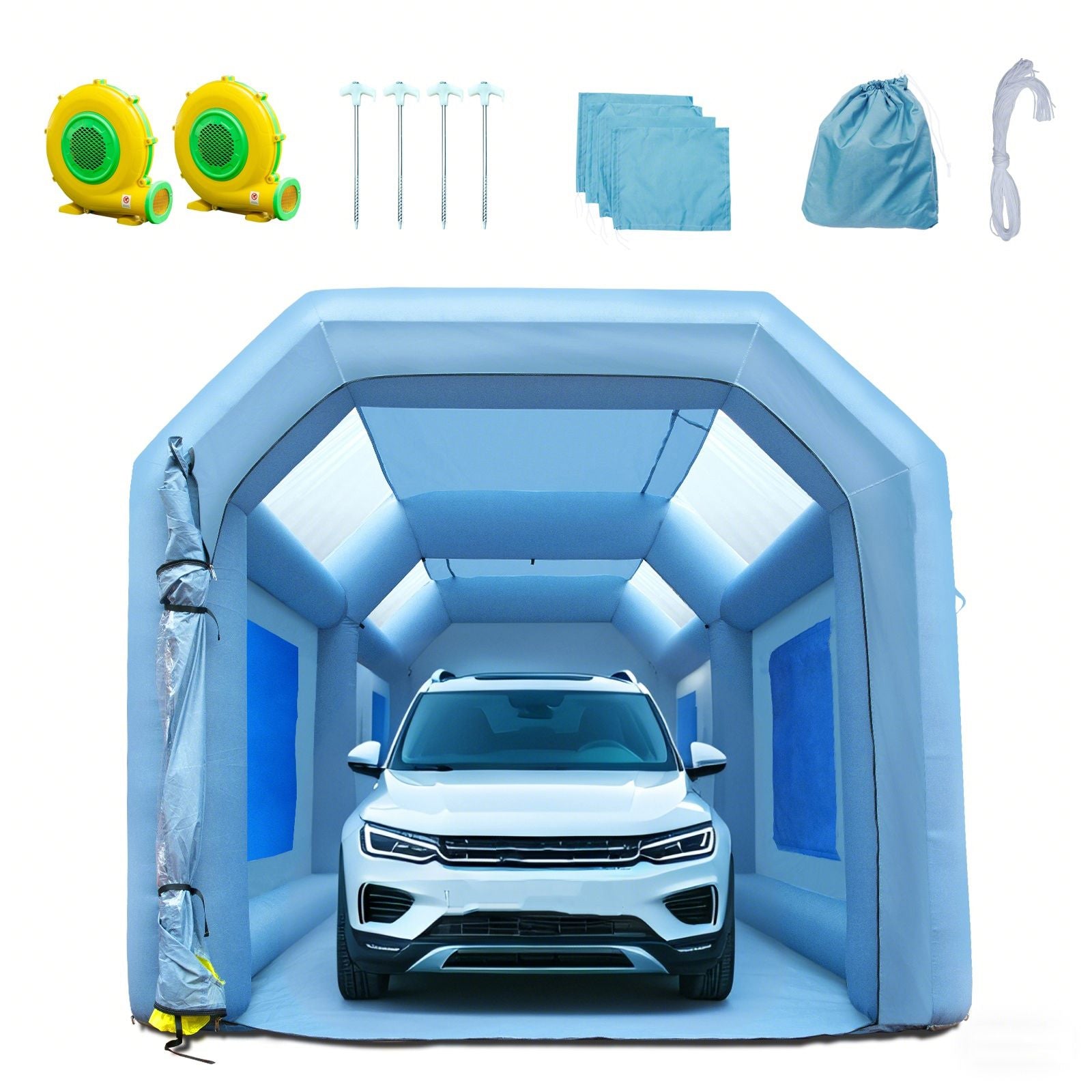 Inflatable Spray Booth Car Paint Tent 20x10x8ft Filter System 2 Blowers