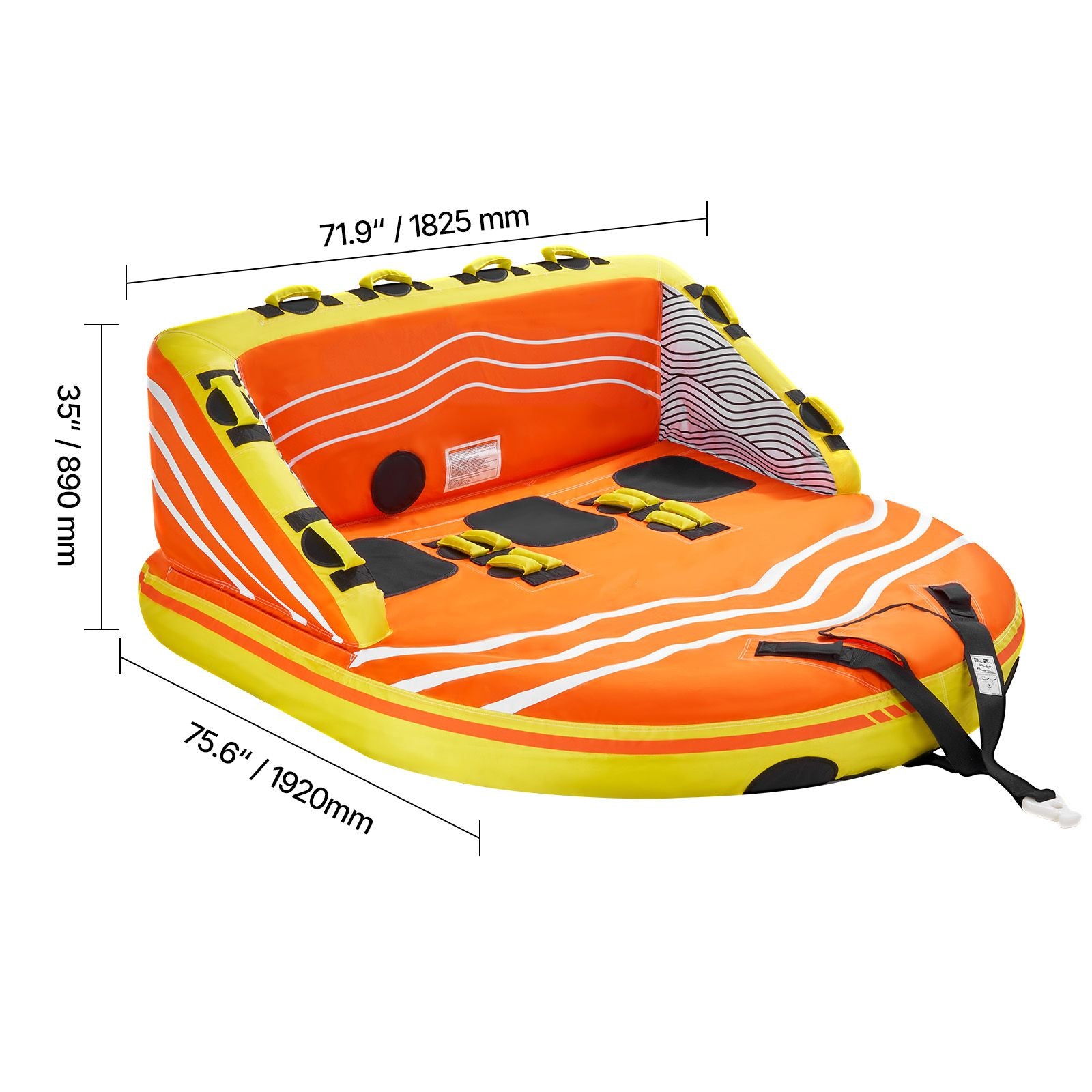 Towable Tube for Boating, 1-3 Riders Inflatable Boat Tubes and Towables, 510lbs Water Sport Towable Tube for Boat to Pull - with Full Nylon Cover, 16 Grab Handles, Dual Tow Points & Safety Valve