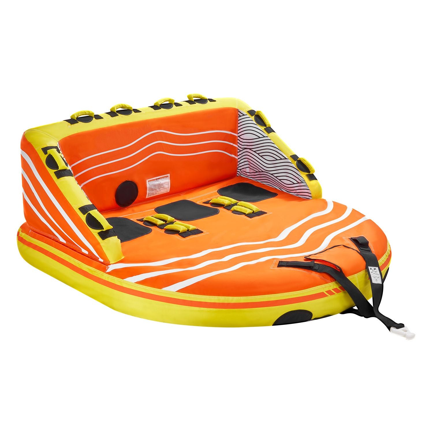 Towable Tube for Boating, 1-3 Riders Inflatable Boat Tubes and Towables, 510lbs Water Sport Towable Tube for Boat to Pull - with Full Nylon Cover, 16 Grab Handles, Dual Tow Points & Safety Valve