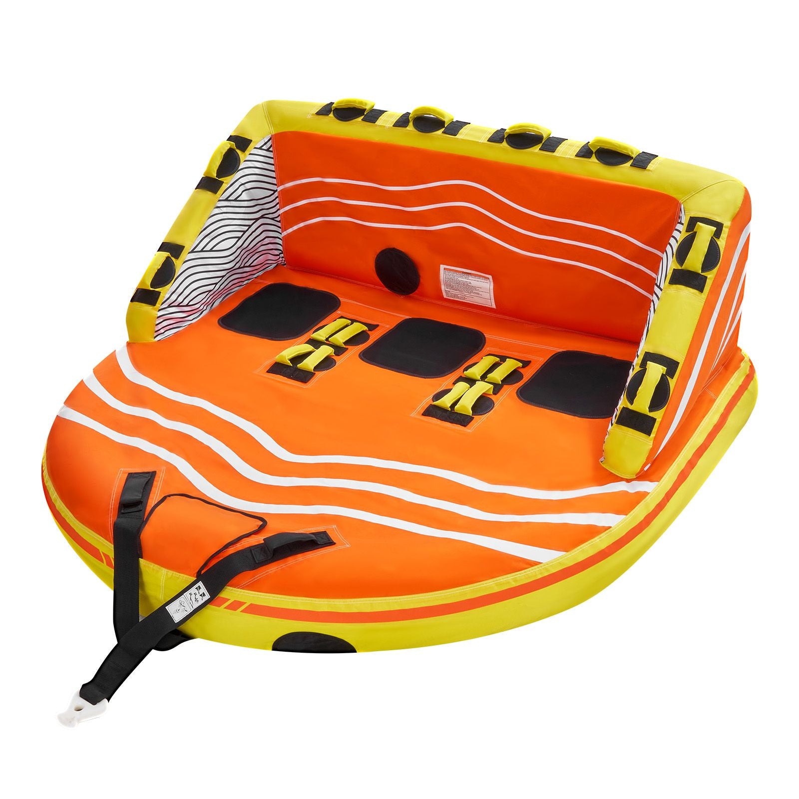 Towable Tube for Boating, 1-3 Riders Inflatable Boat Tubes and Towables, 510lbs Water Sport Towable Tube for Boat to Pull - with Full Nylon Cover, 16 Grab Handles, Dual Tow Points & Safety Valve