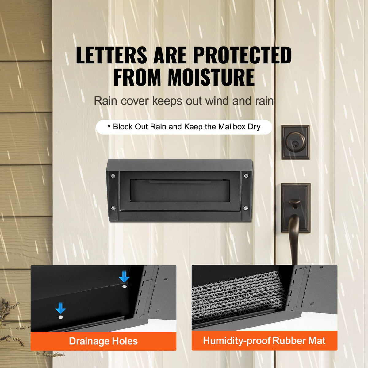 Through Door Mail Drop Box Heavy Duty Steel Key Lock Security Mailbox Black