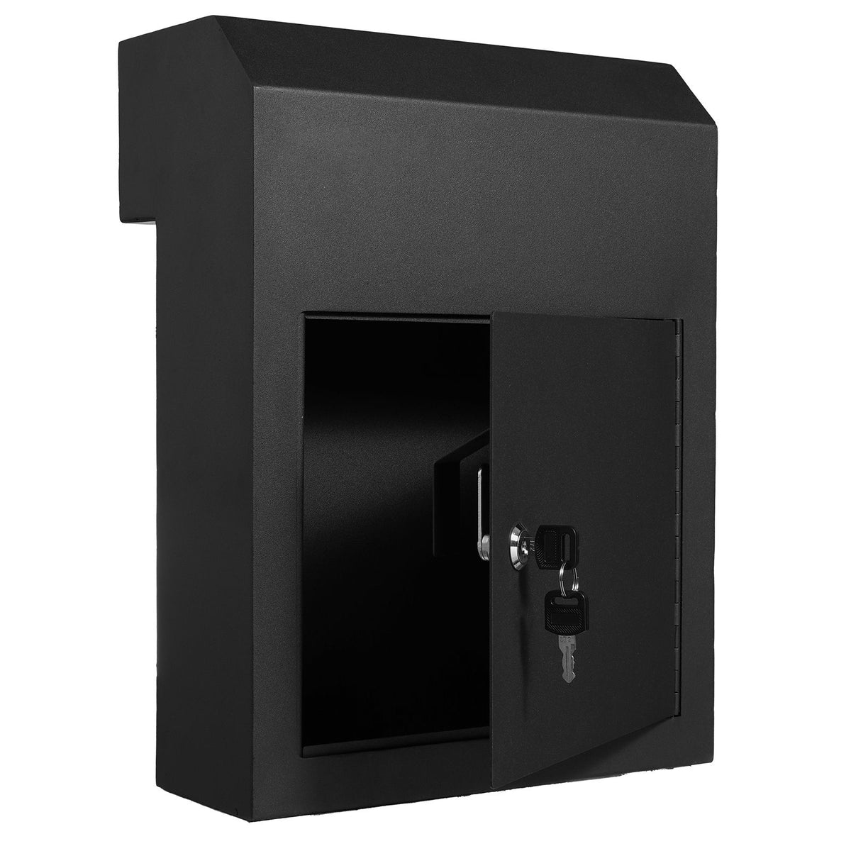 Through Door Mail Drop Box Heavy Duty Steel Key Lock Security Mailbox Black