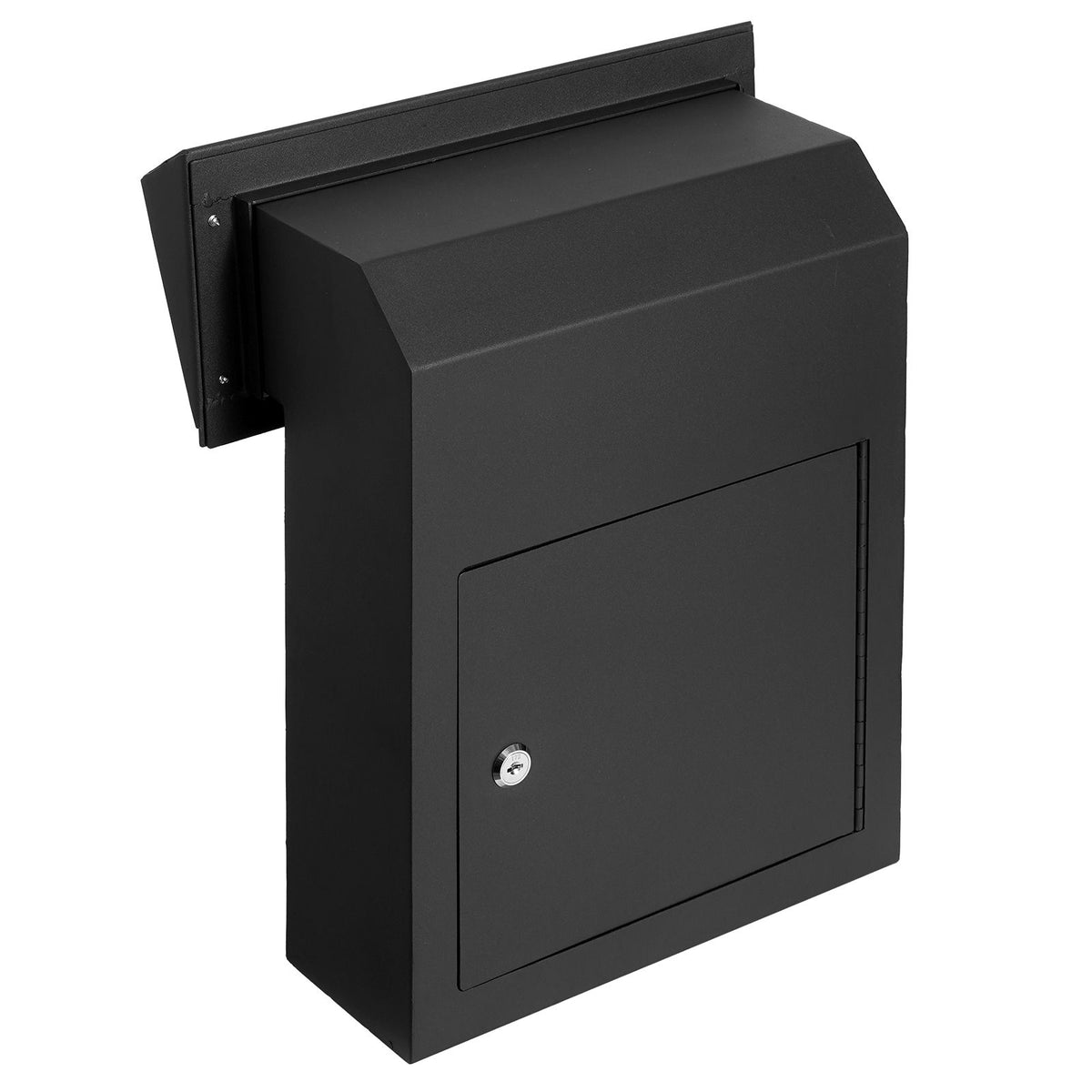 Through Door Mail Drop Box Heavy Duty Steel Key Lock Security Mailbox Black